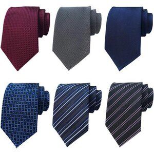 Men's Necktie Classic Silk Tie Woven Jacquard Neck Ties 6 PCS